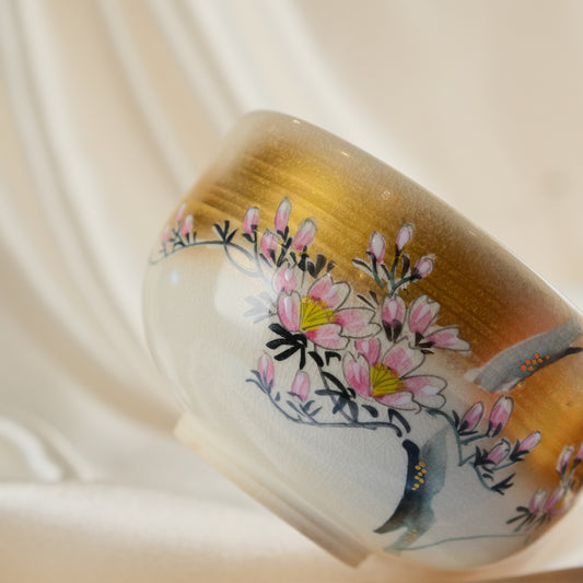 Gilded Magnolia - Matcha bowl by Ryuzan