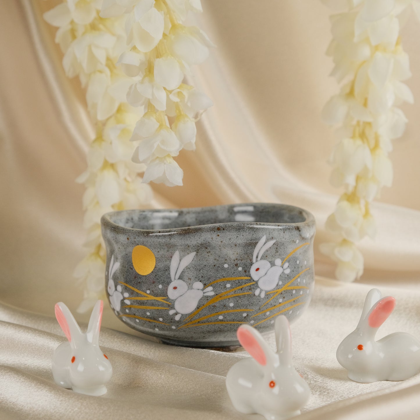 Bunny in the Moonlight - Matcha bowl by Kutani