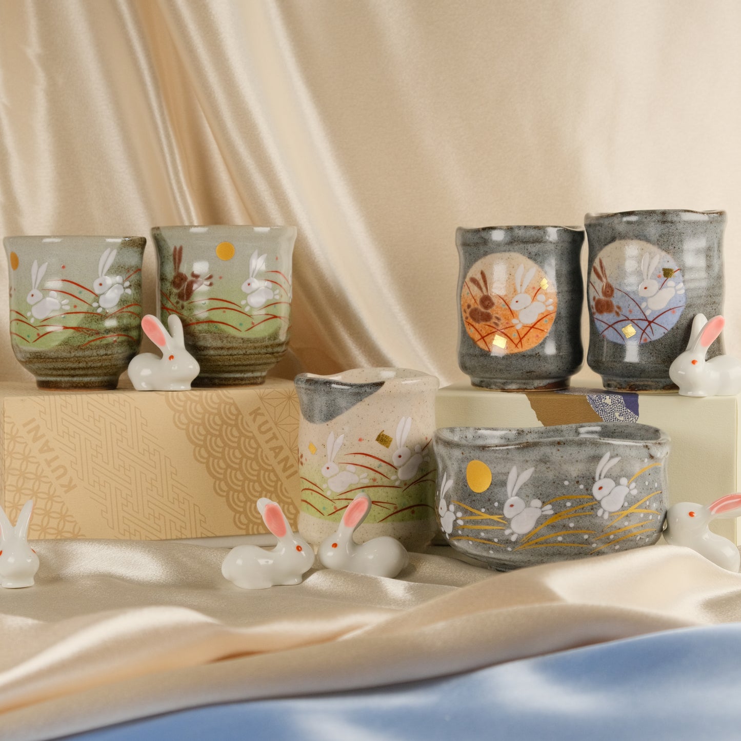 Two Moons, One Sky – Rabbit Couple Tea cup by Kutani