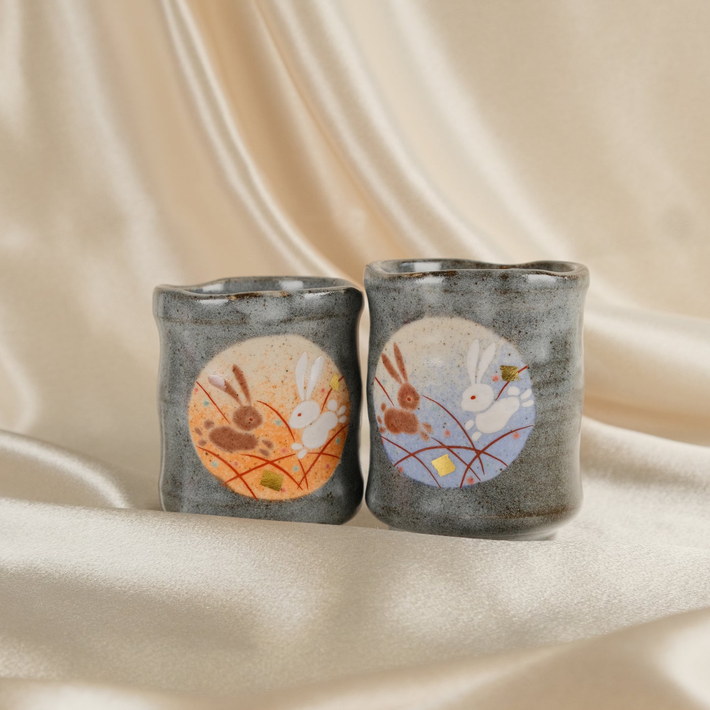 Two Moons, One Sky – Rabbit Couple Tea cup by Kutani