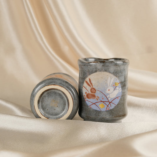 Two Moons, One Sky – Rabbit Couple Tea cup by Kutani