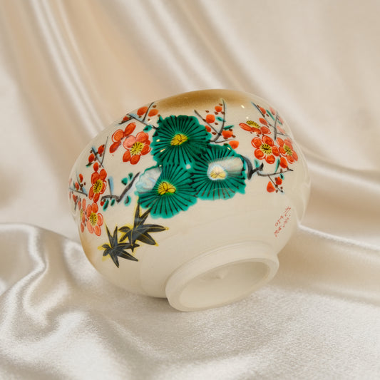 Plum Blossom - Matcha bowl by Kutani