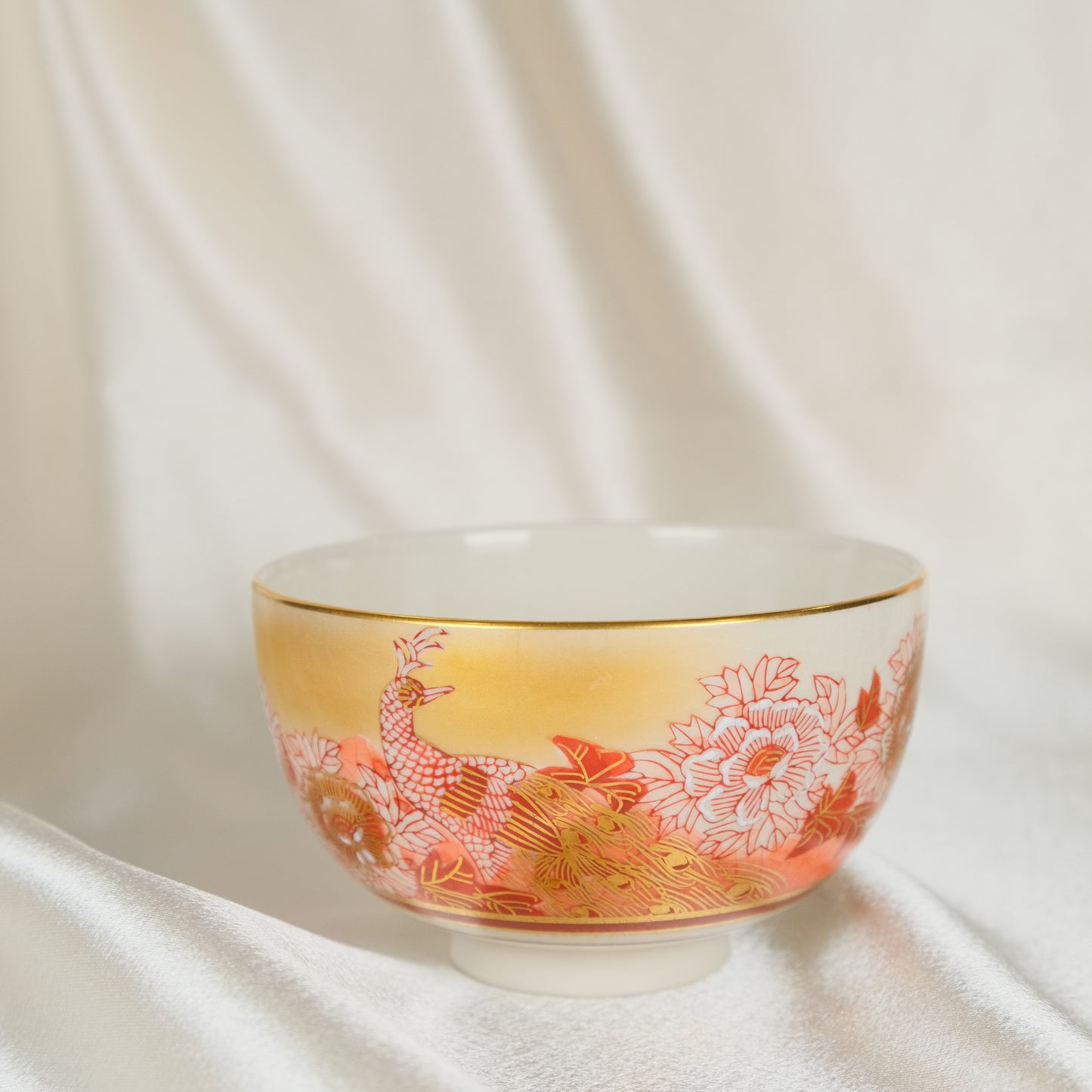 Imperial Peacock and Peony - Matcha bowl by Ryozan