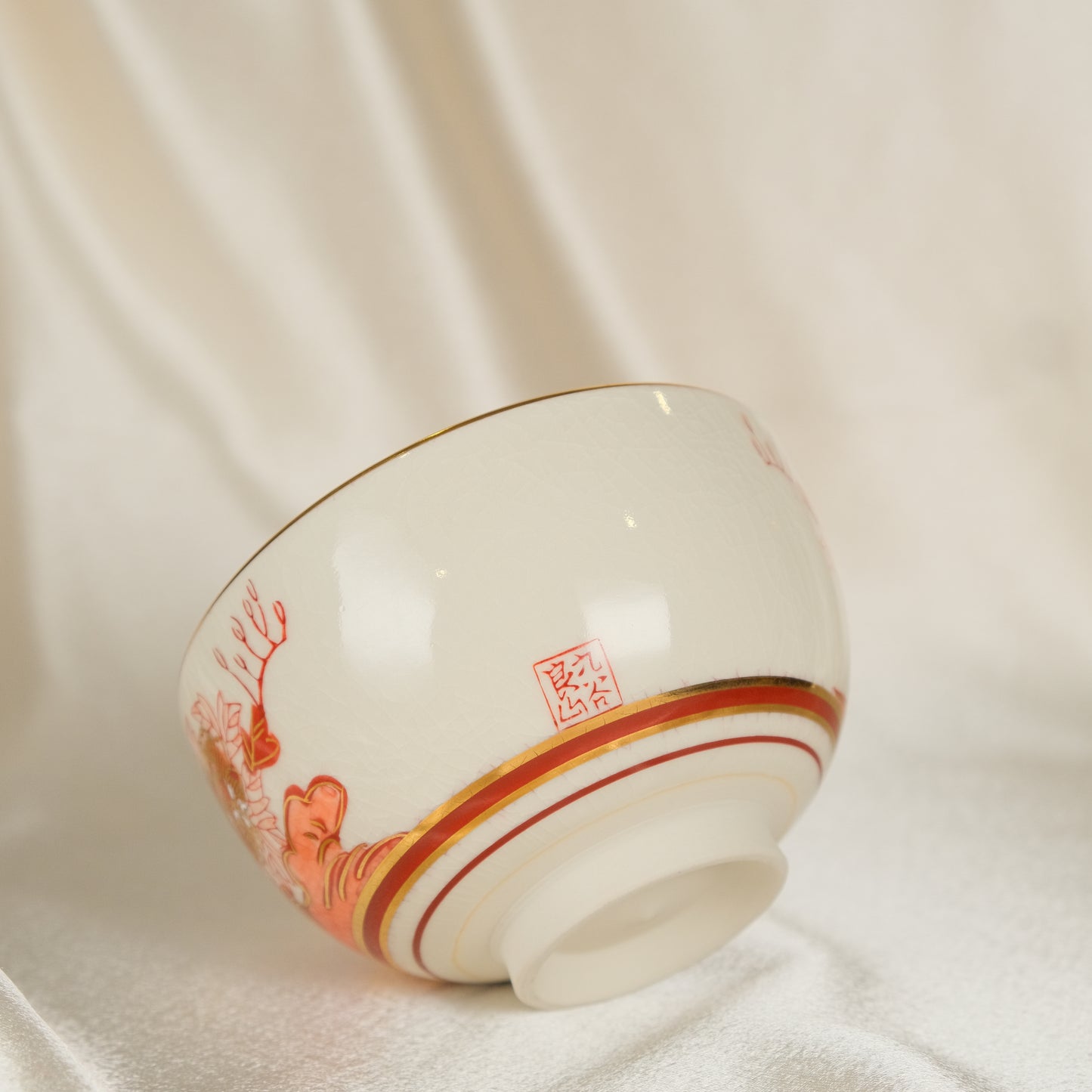 Imperial Peacock and Peony - Matcha bowl by Ryozan