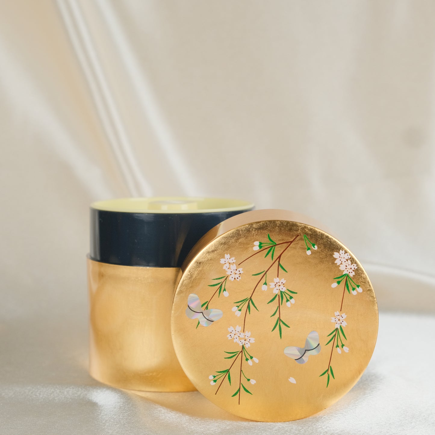 Wings Among Blossoms - Hand painted Tea Cannister