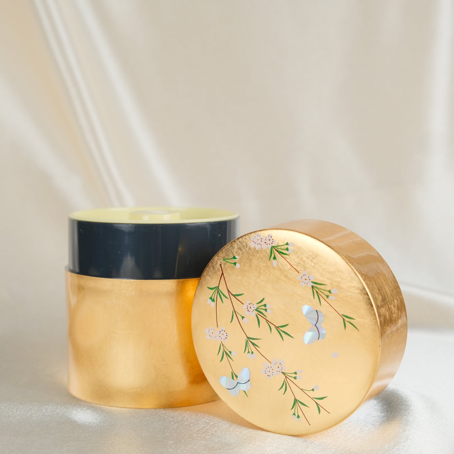 Wings Among Blossoms - Hand painted Tea Cannister