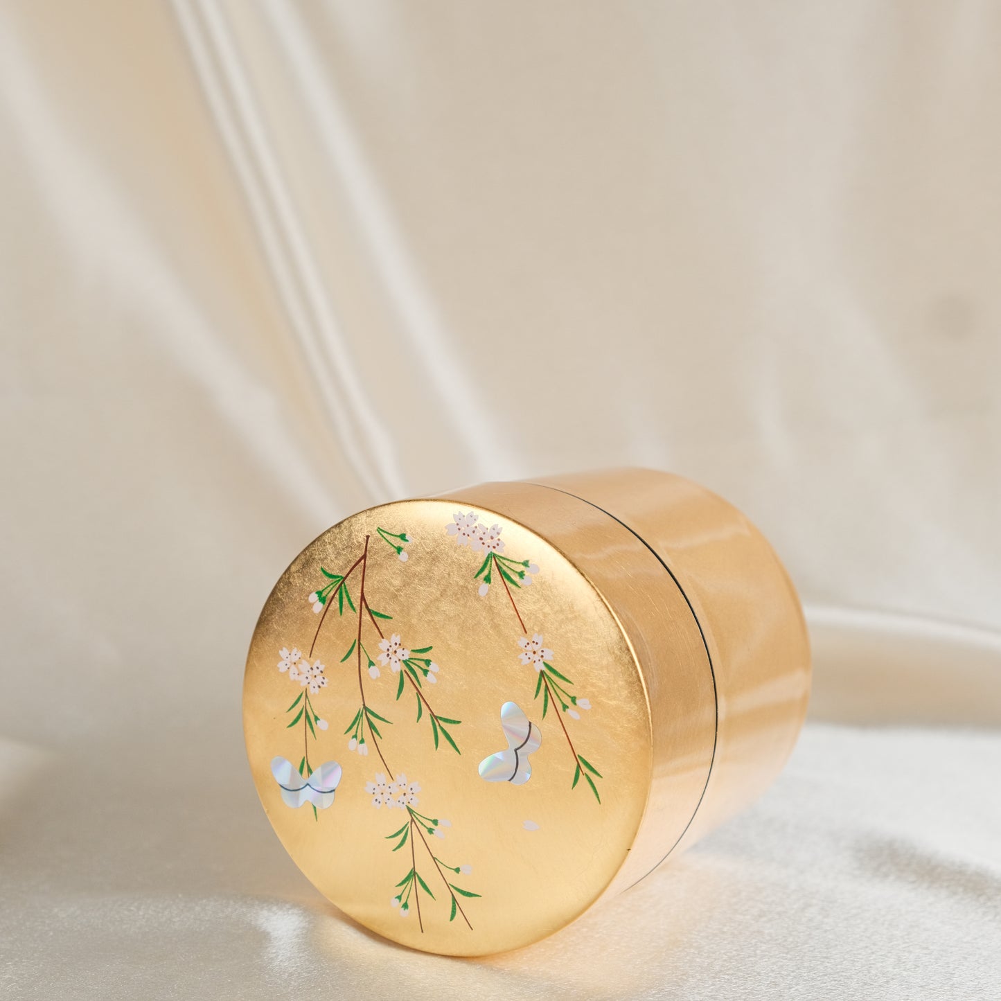 Wings Among Blossoms - Hand painted Tea Cannister