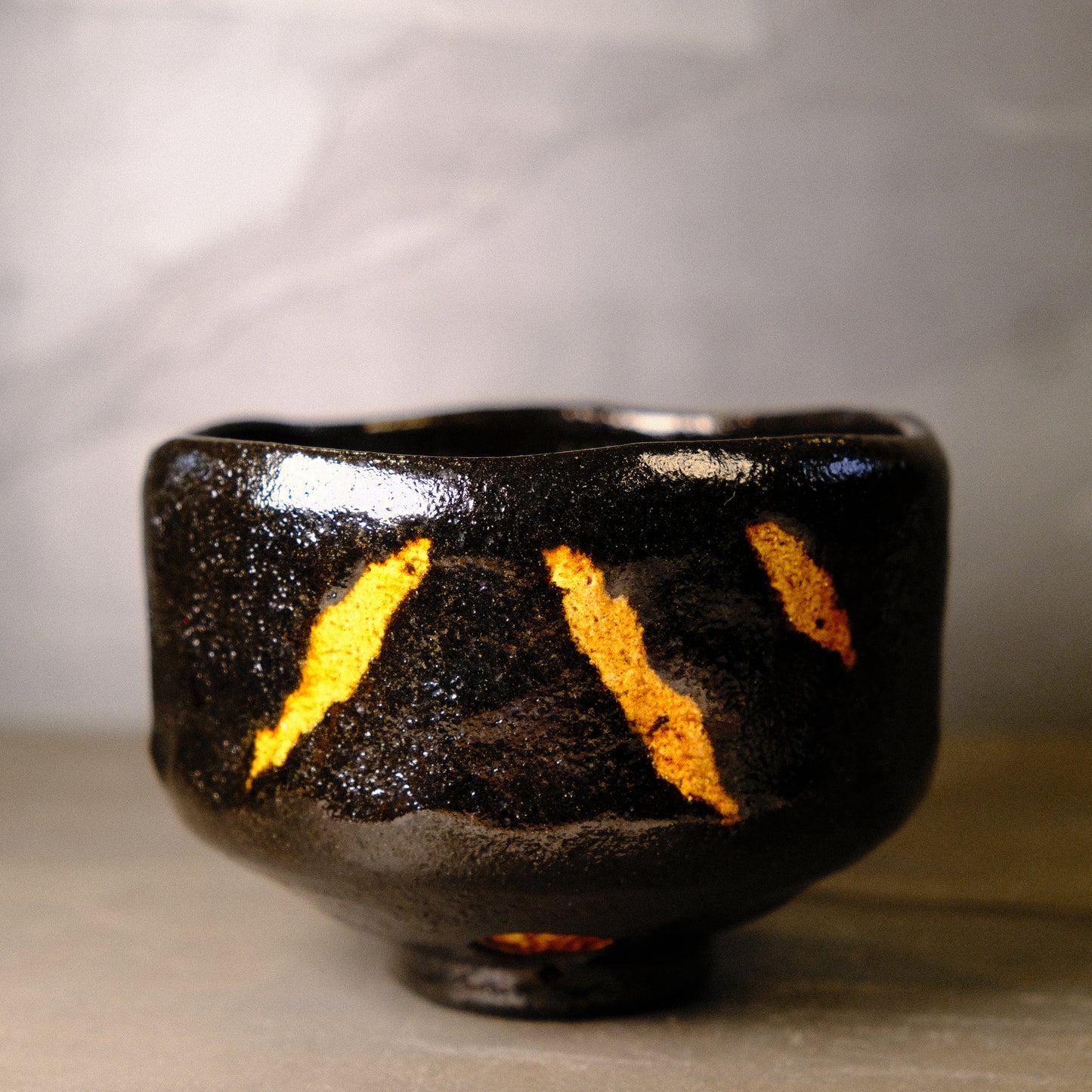 Ryōnyu-Style Fuji Black Raku - Matcha bowl by Heian Shoetsu